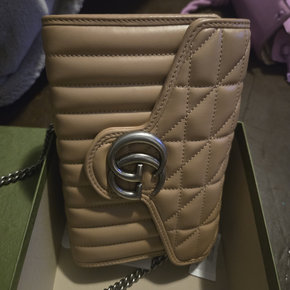 Gucci Beige Quilted Leather Cross Body
